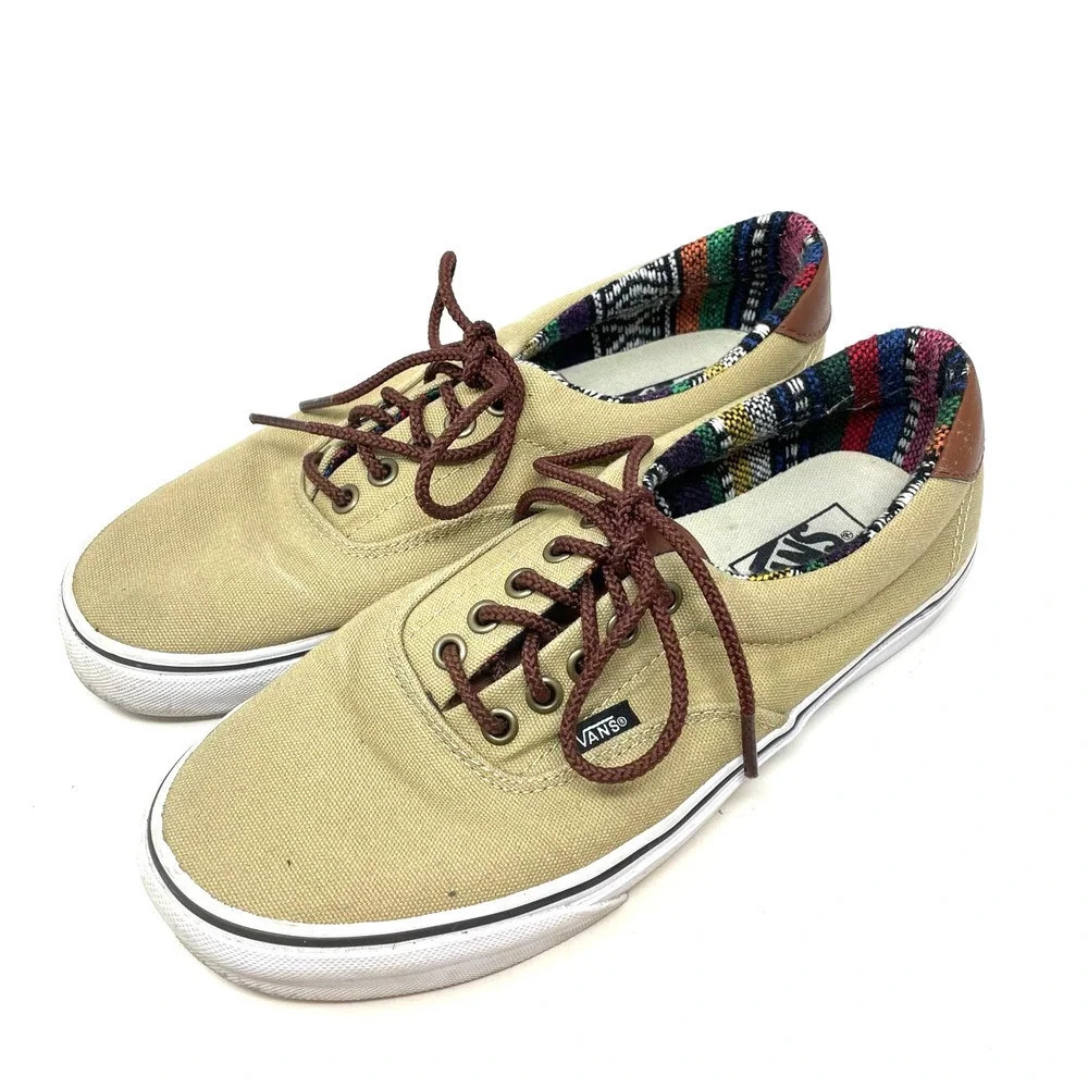 VANS Classic Canvas Tan Aztec Blanket Low‎ Top Sneaker Shoes Size 9